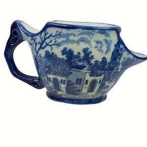 Vintage Flow Blue Victoria Ware Ironstone Tea Bag Holder City Scene